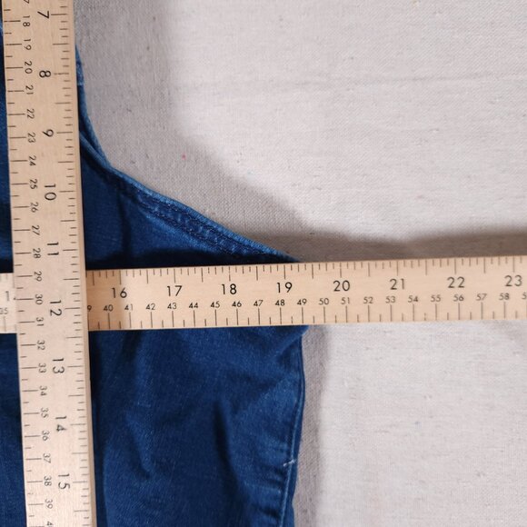 American Eagle Denim Jean Bib Skirt Dress Large Pockets Skirtall Overall Raw Hem - Picture 6 of 15